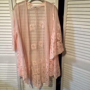 Pink Lace Kimono Cardigan, size large but